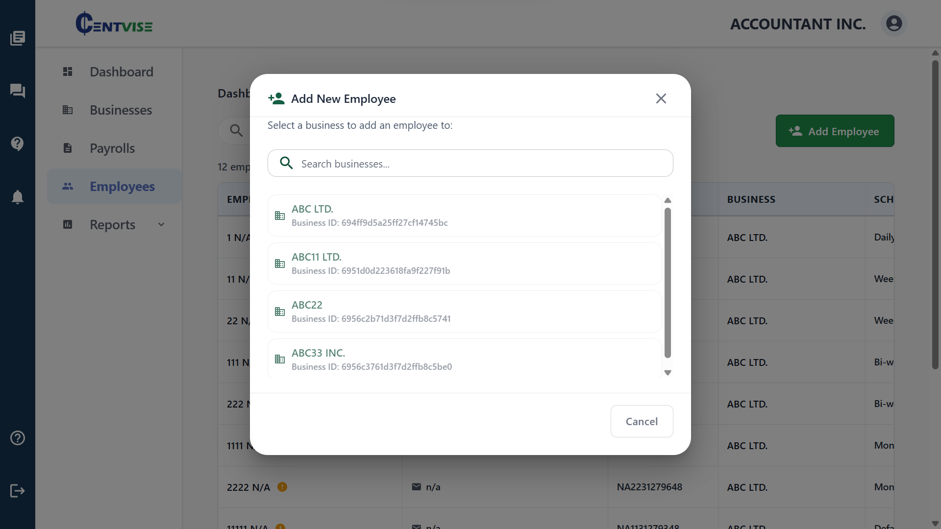 Add Employee screenshot